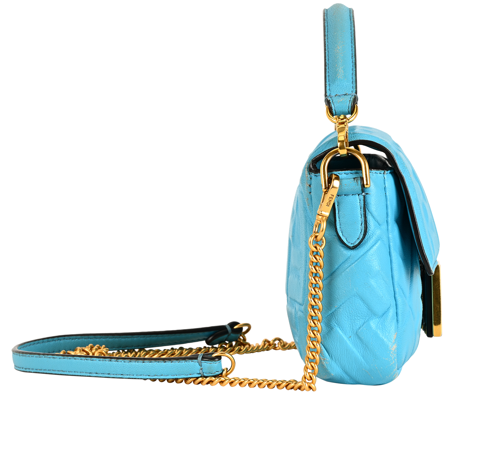 Mini Baguette, &pound;1,100, Handbags, Blue, Leather, Side view